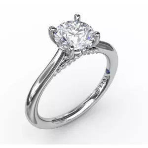 Fana 14K White Gold Criss-Cross Solitaire Engagement Ring