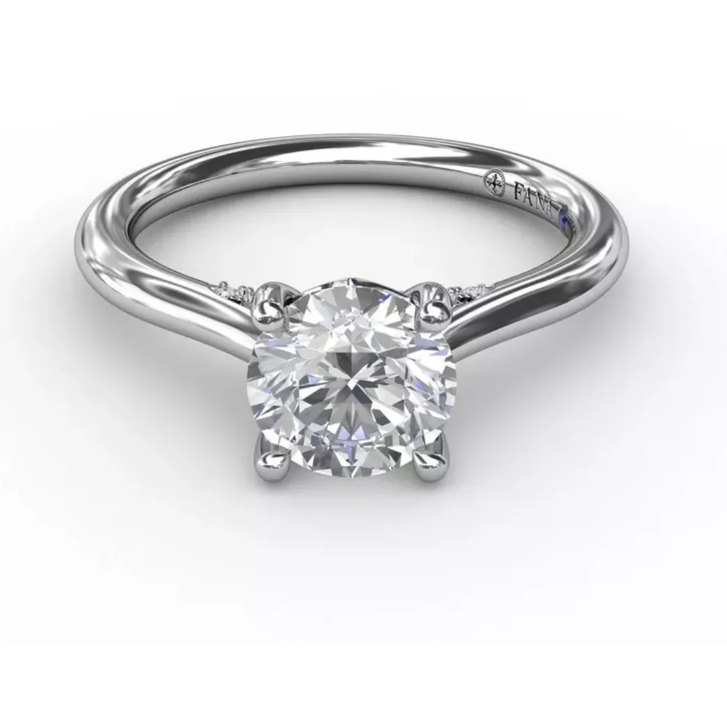 Fana 14K White Gold Criss-Cross Solitaire Engagement Ring