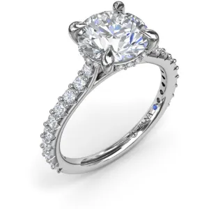 Fana 14K White Gold Diamond Classic Hidden Halo Engagement Ring