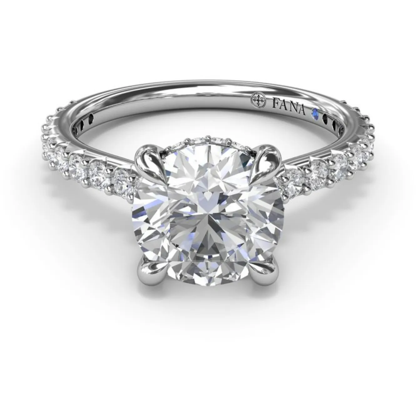 Fana 14K White Gold Diamond Classic Hidden Halo Engagement Ring