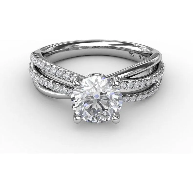 Fana 14K White Gold Diamond Engagement Ring With Multi-Row Split Shank