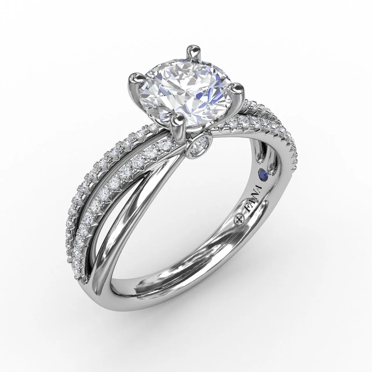 Fana 14K White Gold Diamond Engagement Ring With Multi-Row Split Shank