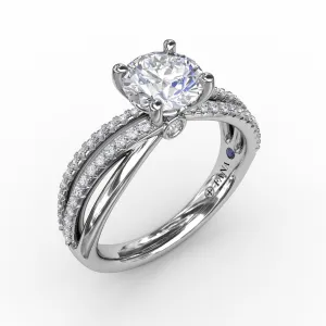 Fana 14K White Gold Diamond Engagement Ring With Multi-Row Split Shank