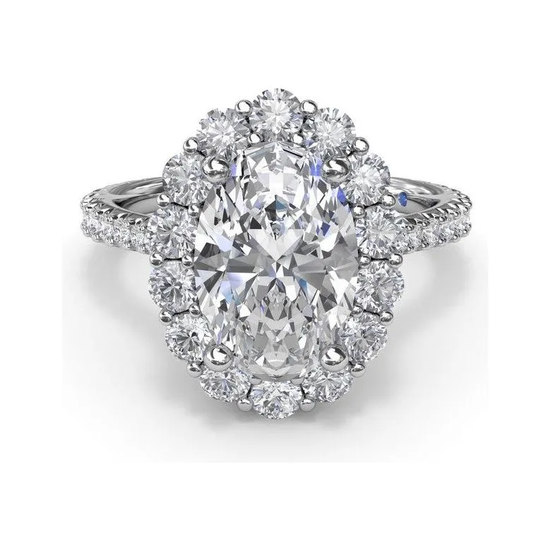 Fana 14K White Gold Diamond Floral Oval Halo Engagement Ring