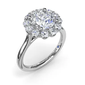 Fana 14K White Gold Floral Halo Diamond Engagement Ring