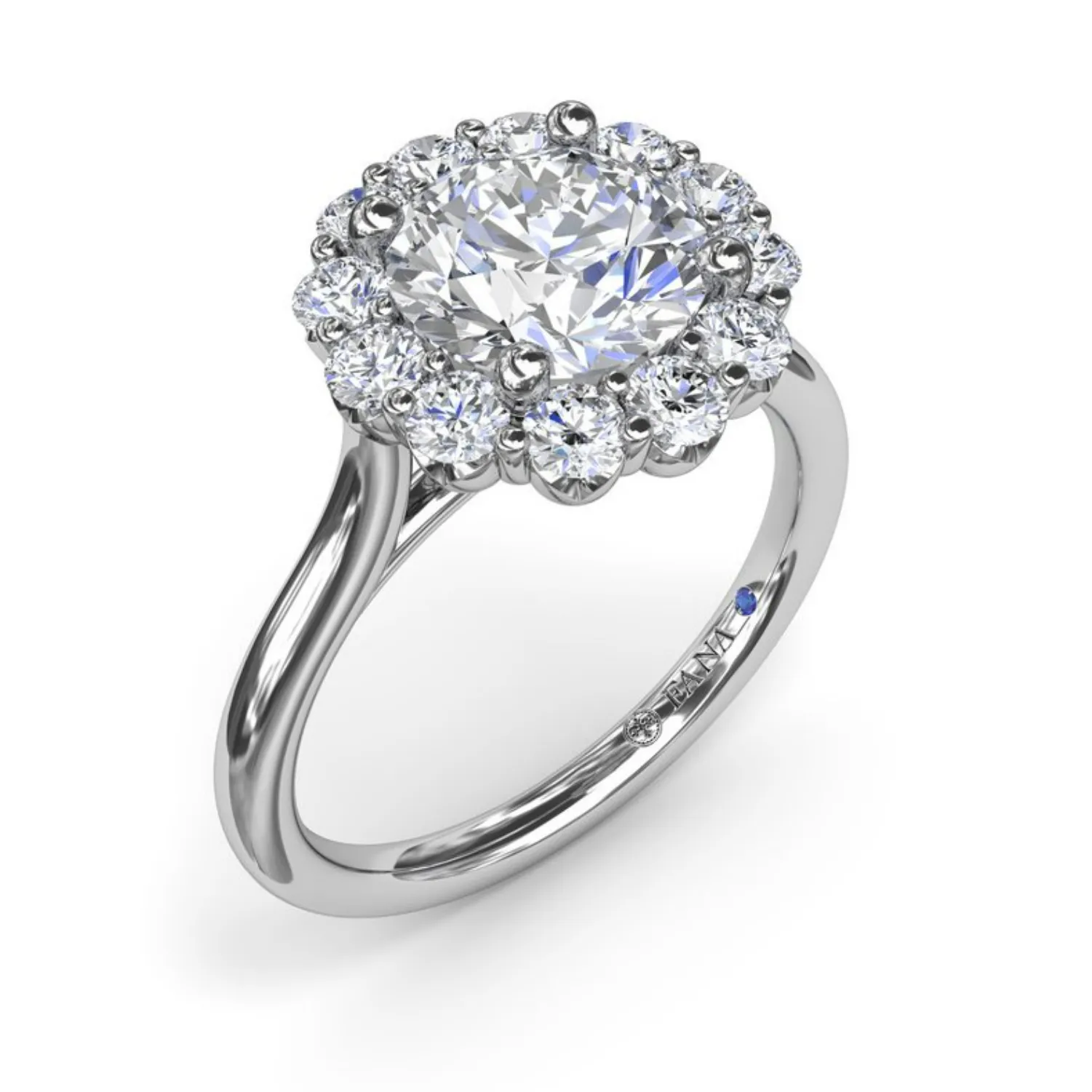 Fana 14K White Gold Floral Halo Diamond Engagement Ring
