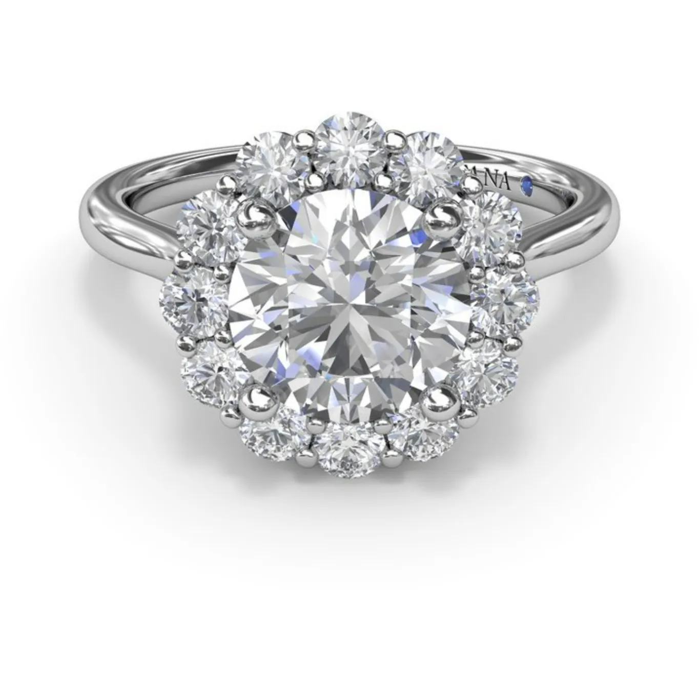 Fana 14K White Gold Floral Halo Diamond Engagement Ring