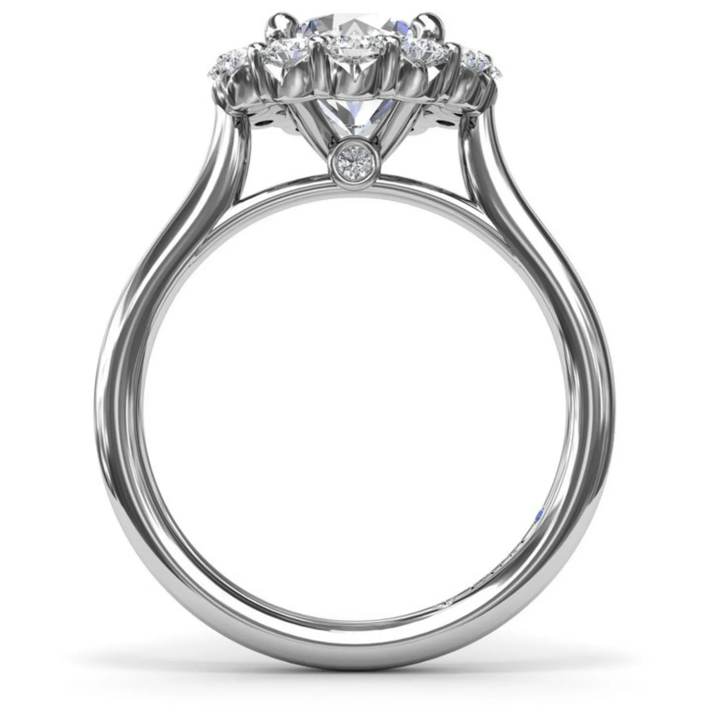 Fana 14K White Gold Floral Halo Diamond Engagement Ring