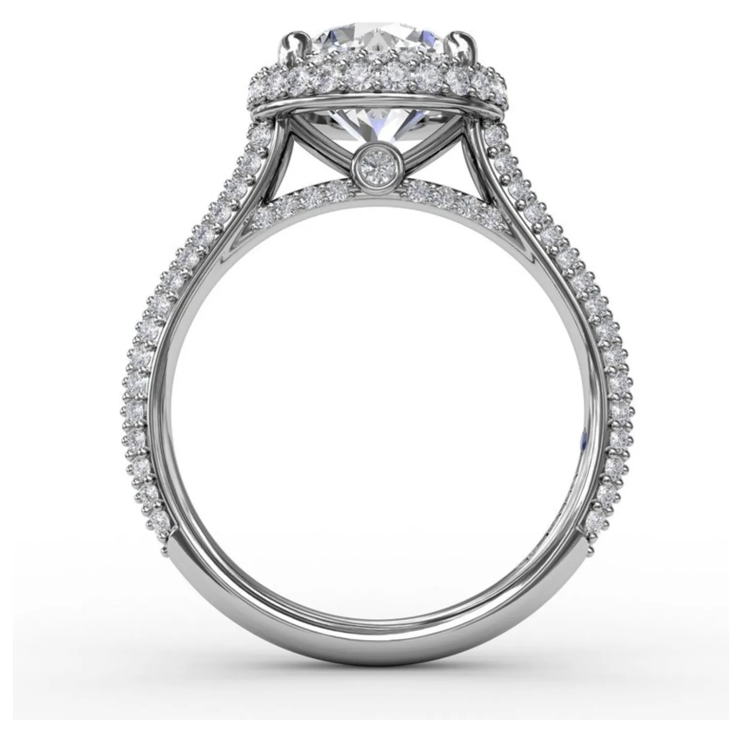 Fana 14K White Gold Pave Diamond Round Halo Engagement Ring