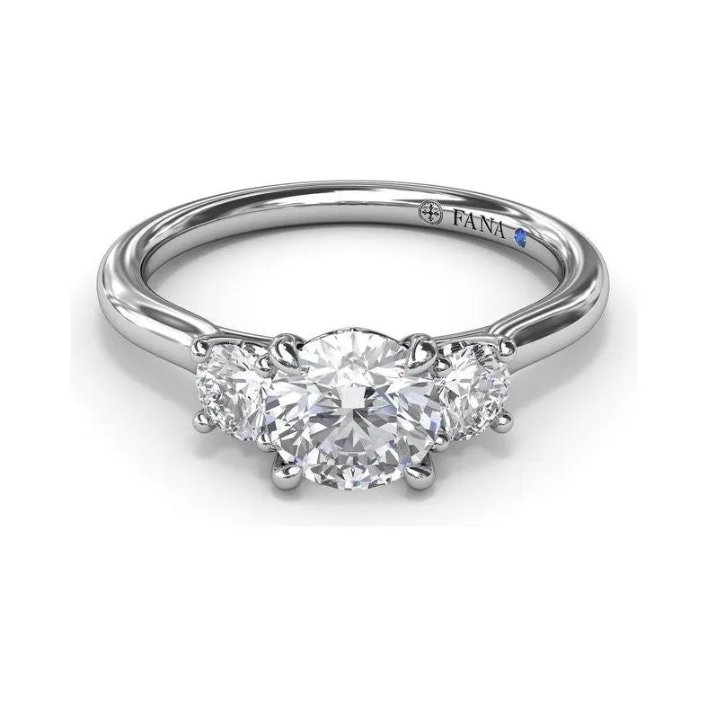 Fana 14K White Gold Petite 3 Stone Diamond Engagement Ring