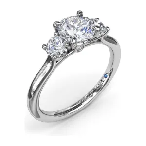 Fana 14K White Gold Petite 3 Stone Diamond Engagement Ring