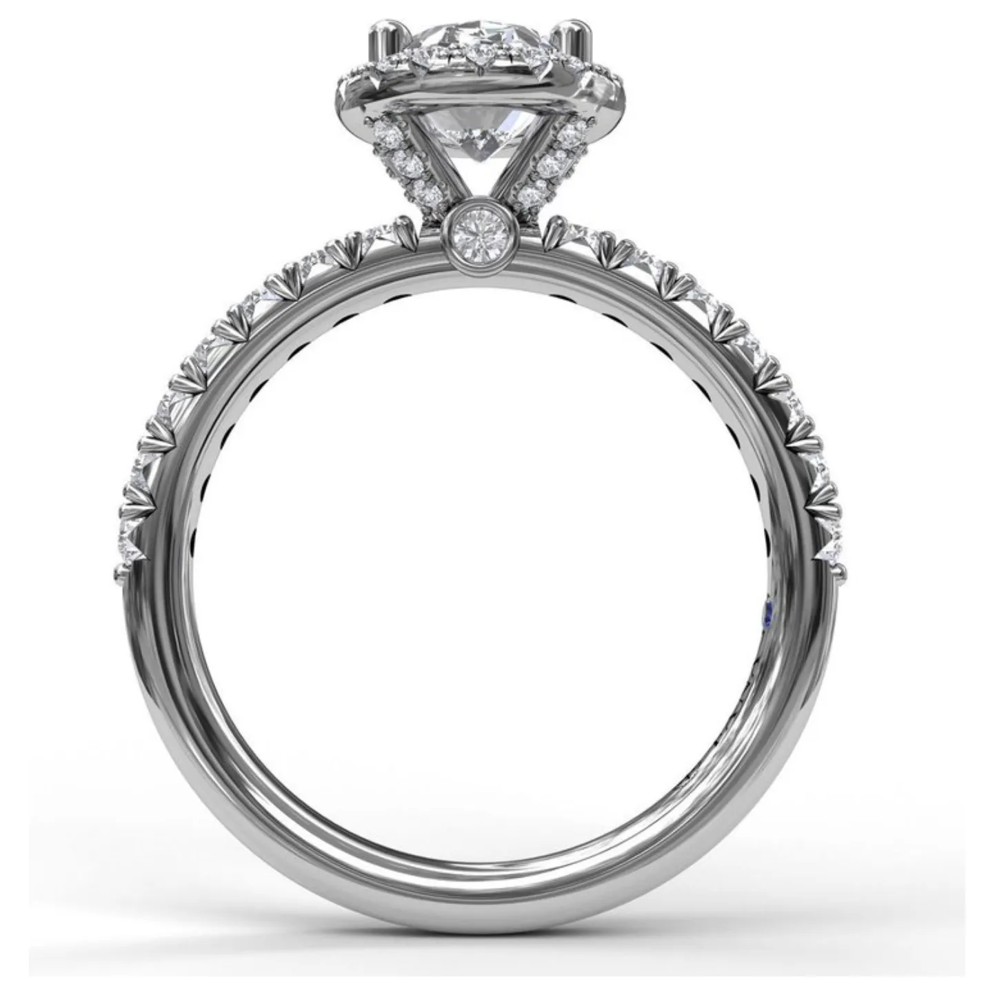 Fana 14K Whtie Gold and Diamond Oval Halo Engagement Ring