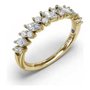 Fana 14K Yellow Gold And Diamond Staggered Baguette Band