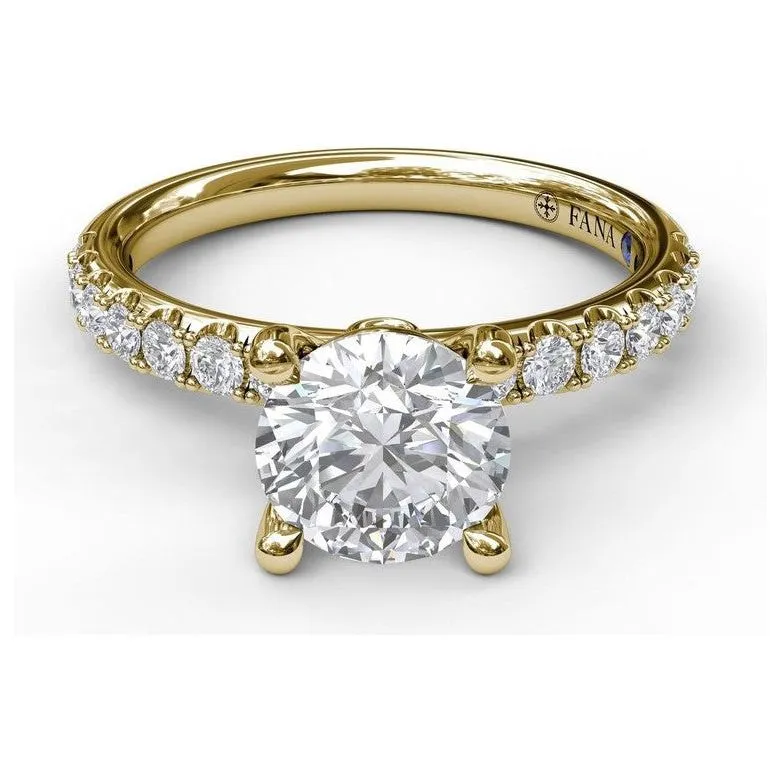 Fana 14K Yellow Gold Classic Pave Round Cut Engagement Ring