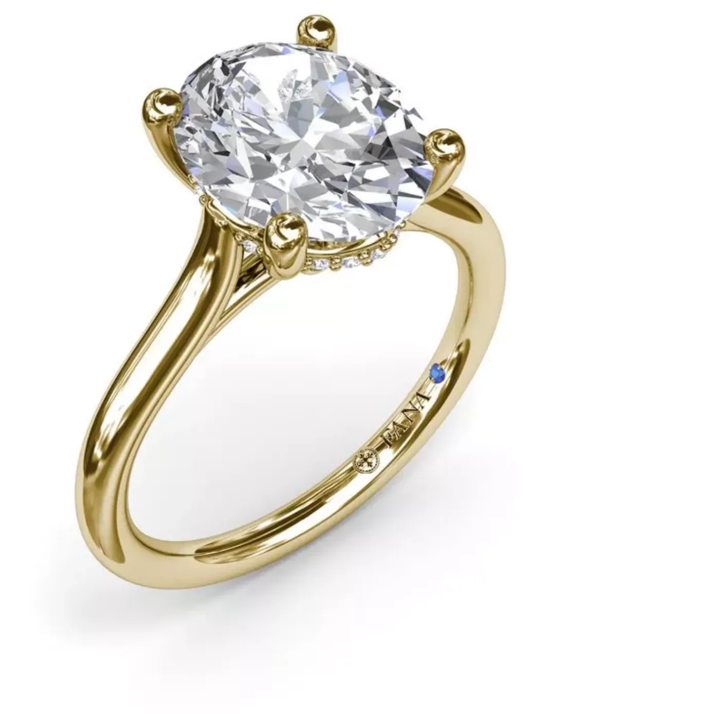 Fana 14K Yellow Gold Oval Scalloped Hidden Halo Diamond Engagement Ring