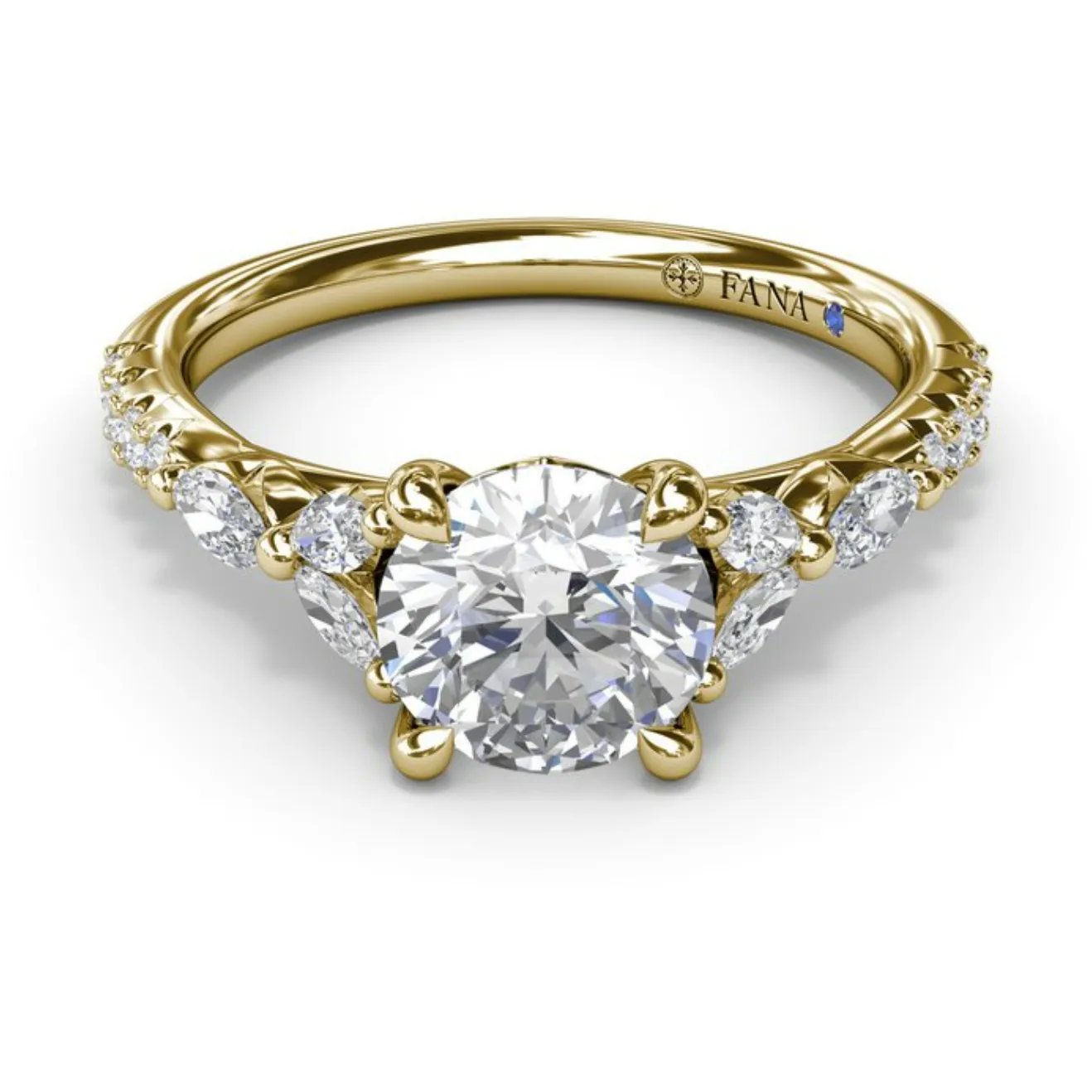 Fana 14K Yellow Gold Vintage Floral Diamond Engagement Ring