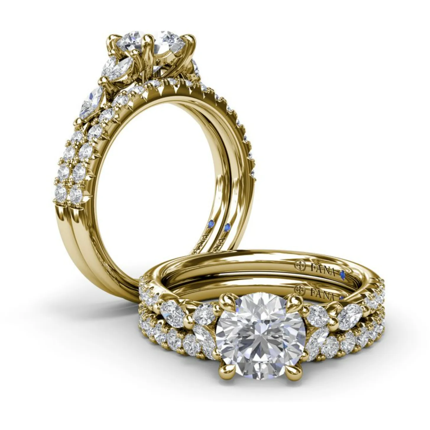 Fana 14K Yellow Gold Vintage Floral Diamond Engagement Ring