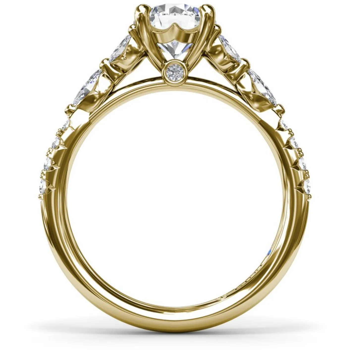 Fana 14K Yellow Gold Vintage Floral Diamond Engagement Ring