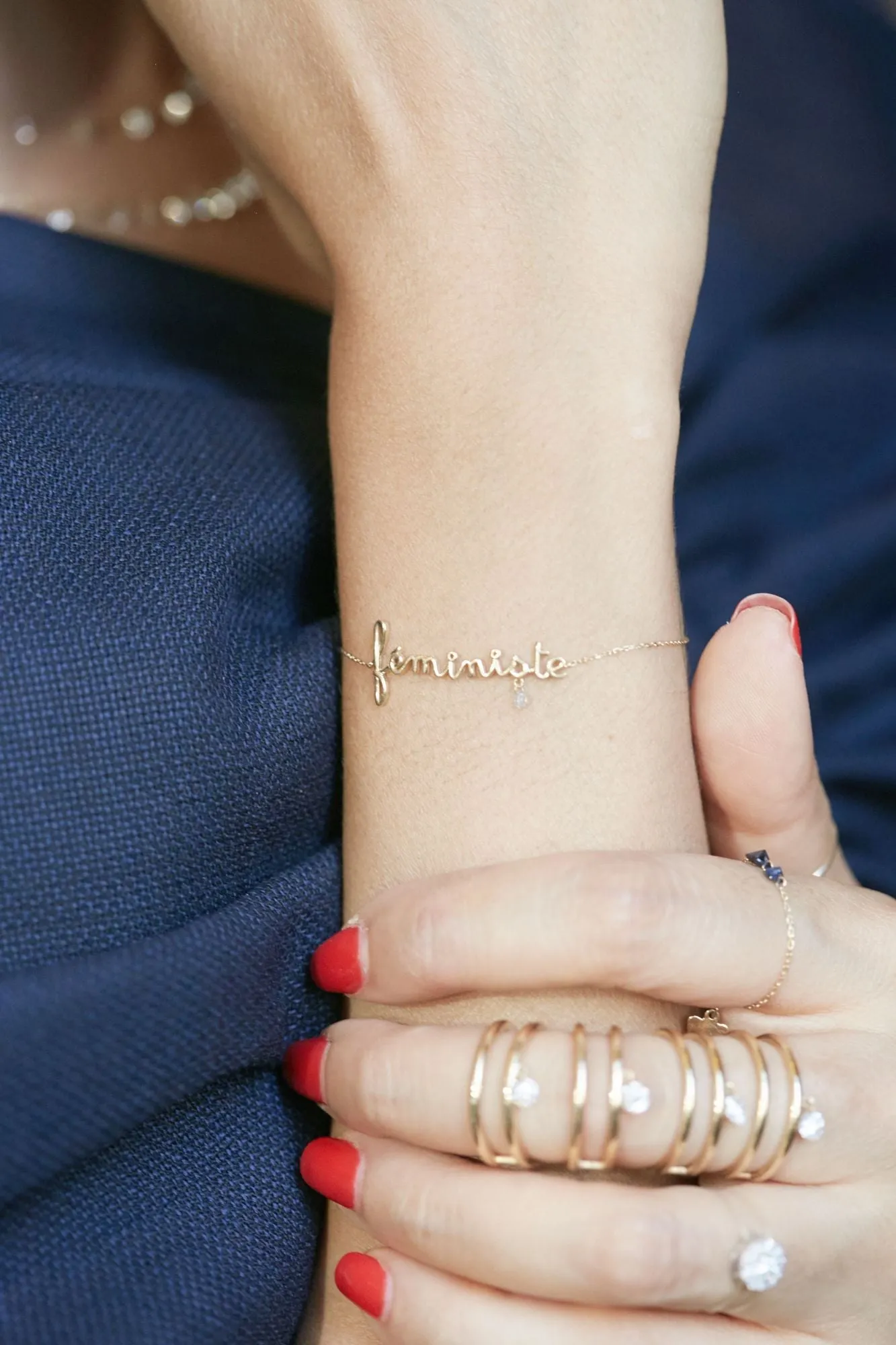 Feministe 18K Gold Bracelet w. Diamond