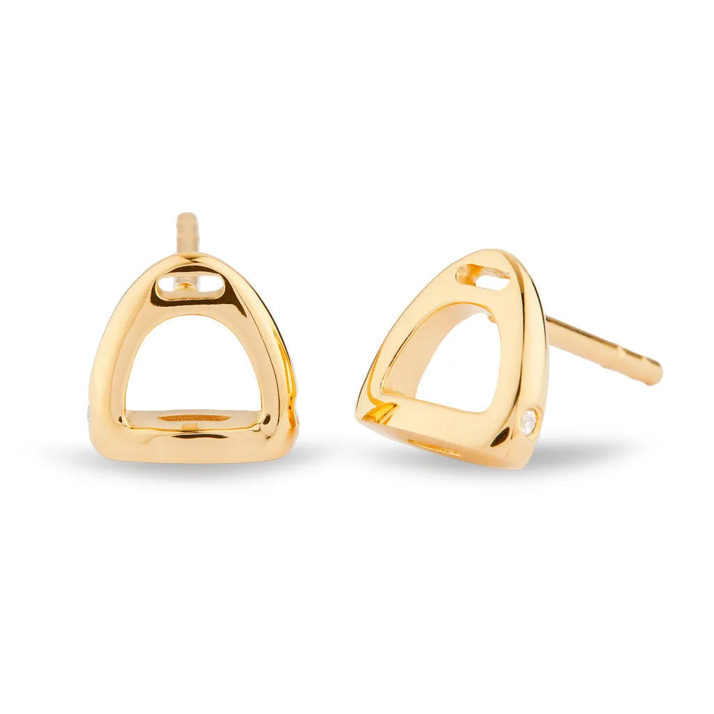 Fiontini 18K Gold Studs w. 4 Diamonds