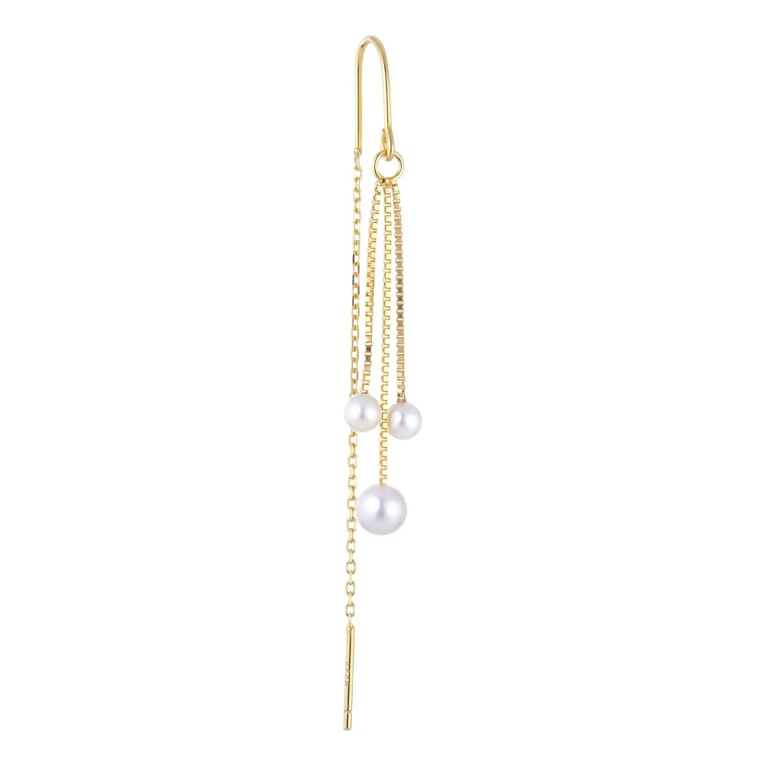 Float 18K Gold Plated Earring w. Pearls