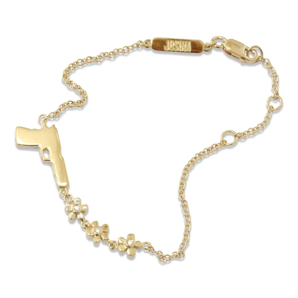 Flower Gun 18K Gold Bracelet w. Diamonds