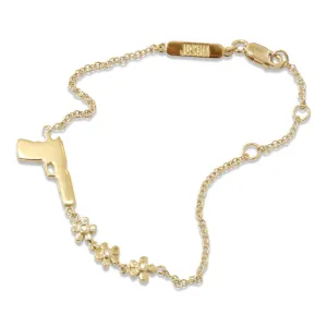 Flower Gun 18K Gold Bracelet w. Diamonds
