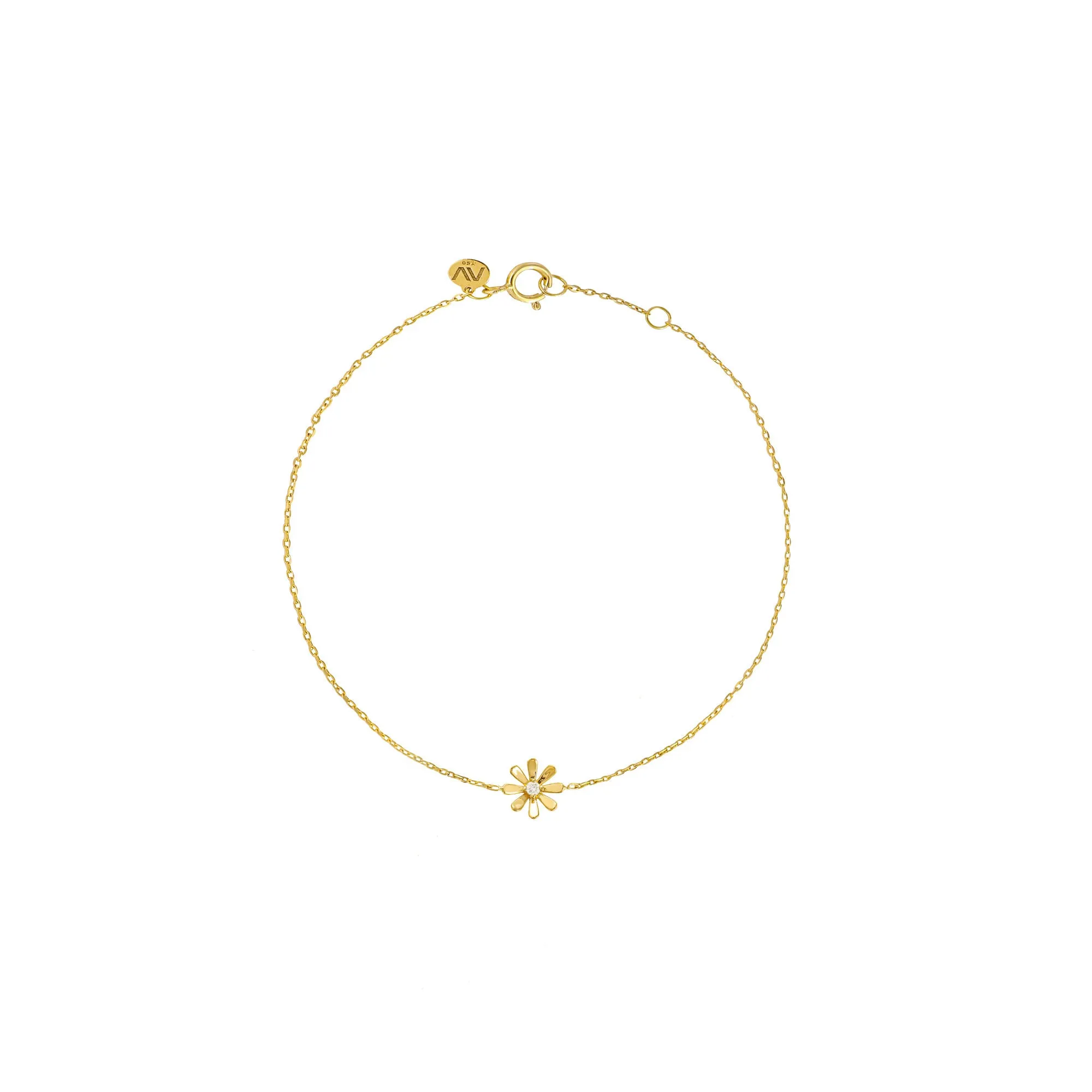 Flower Power 18K Gold Bracelet w. Diamond