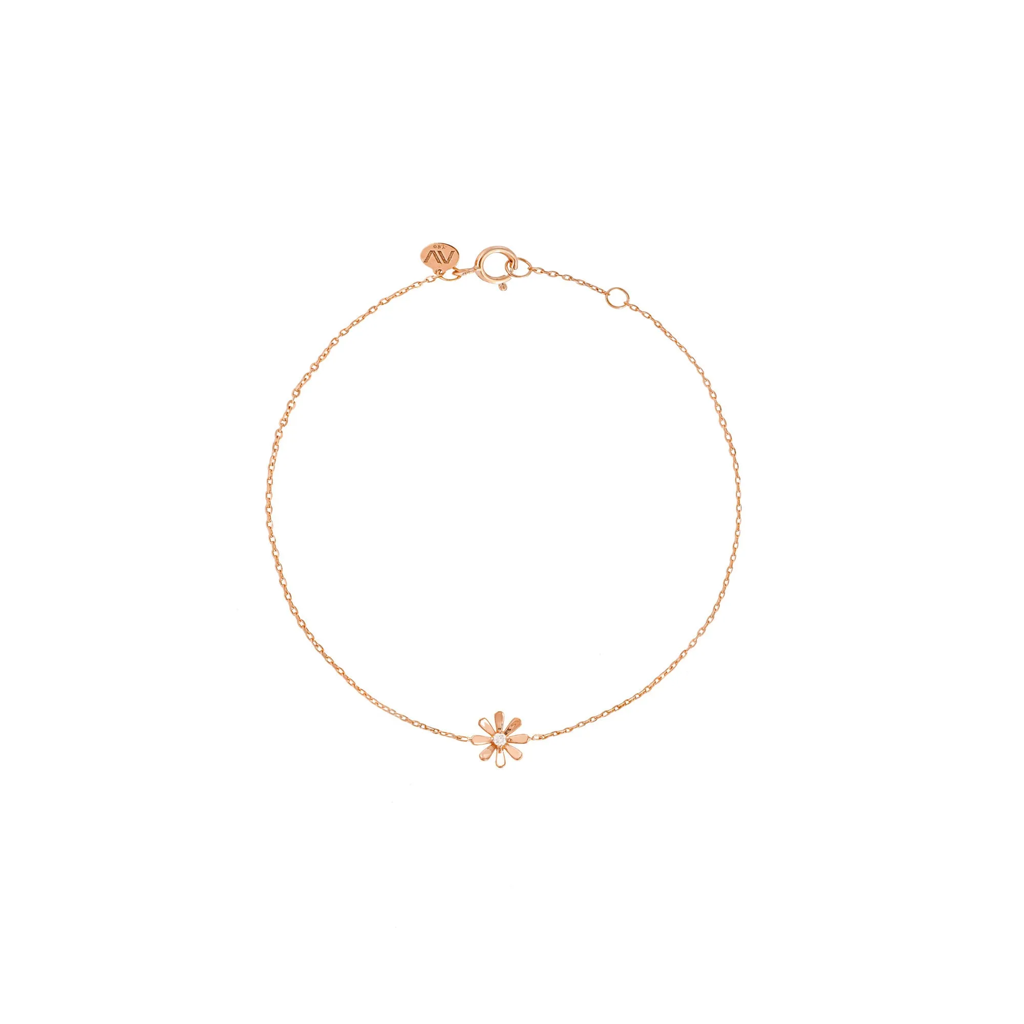 Flower Power 18K Rose Gold Bracelet w. Diamond