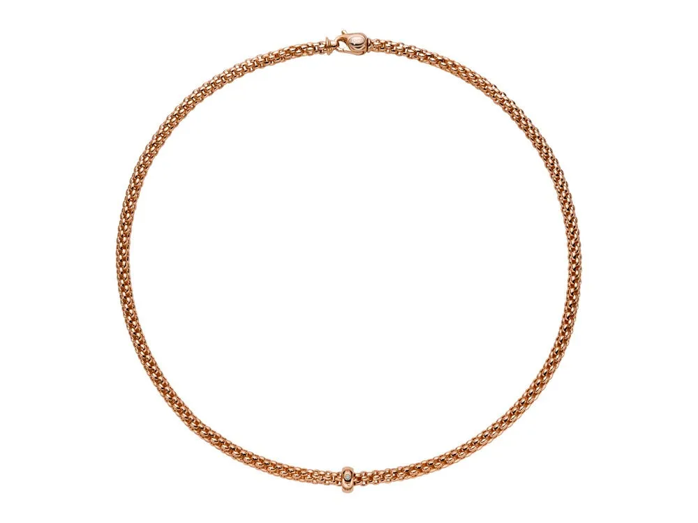 Fope Solo 18ct Rose Gold 0.01ct Diamond 50cm Necklace