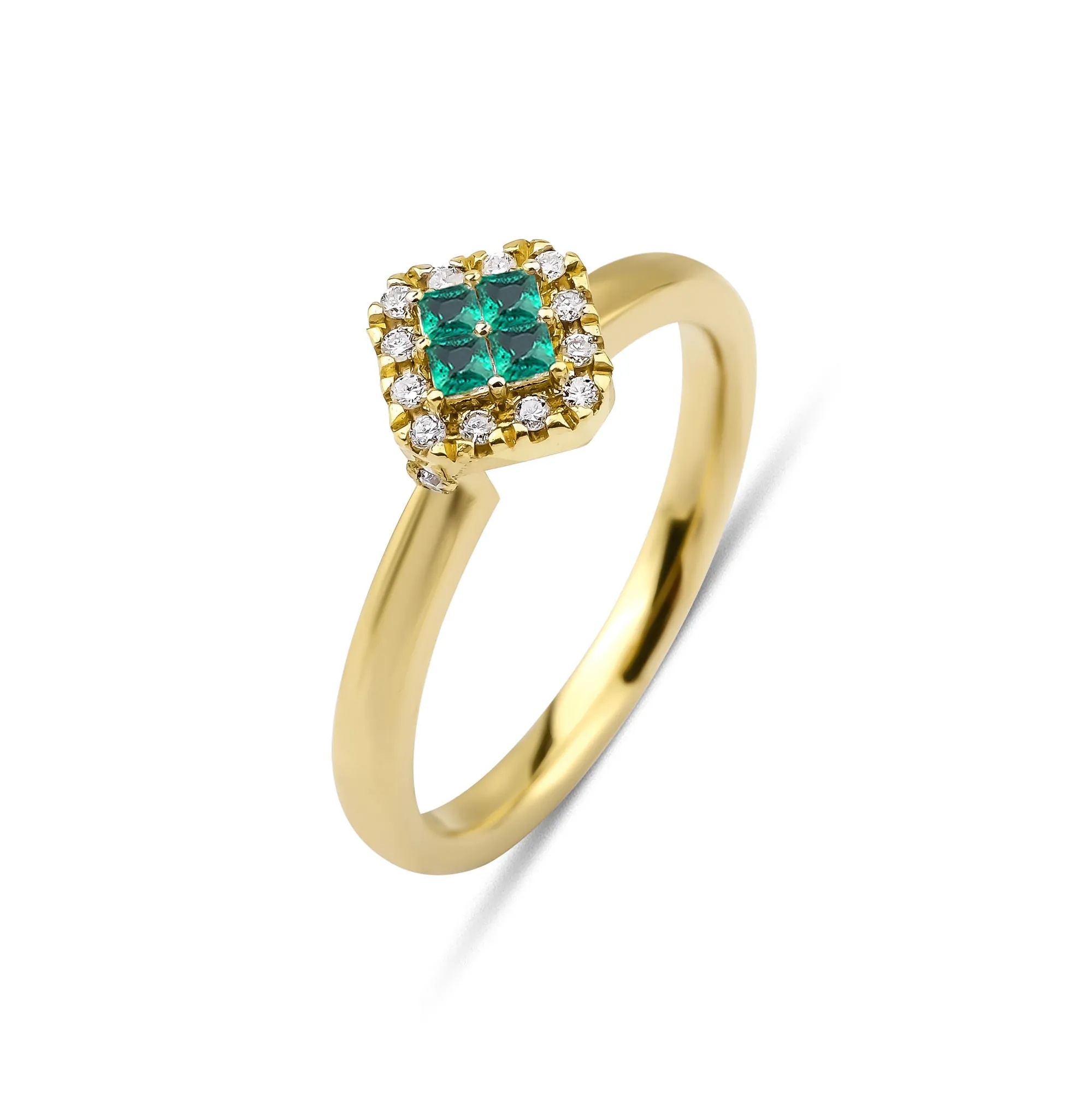 Fortuna Verde 18K Gold Ring w. Emeralds & Diamonds