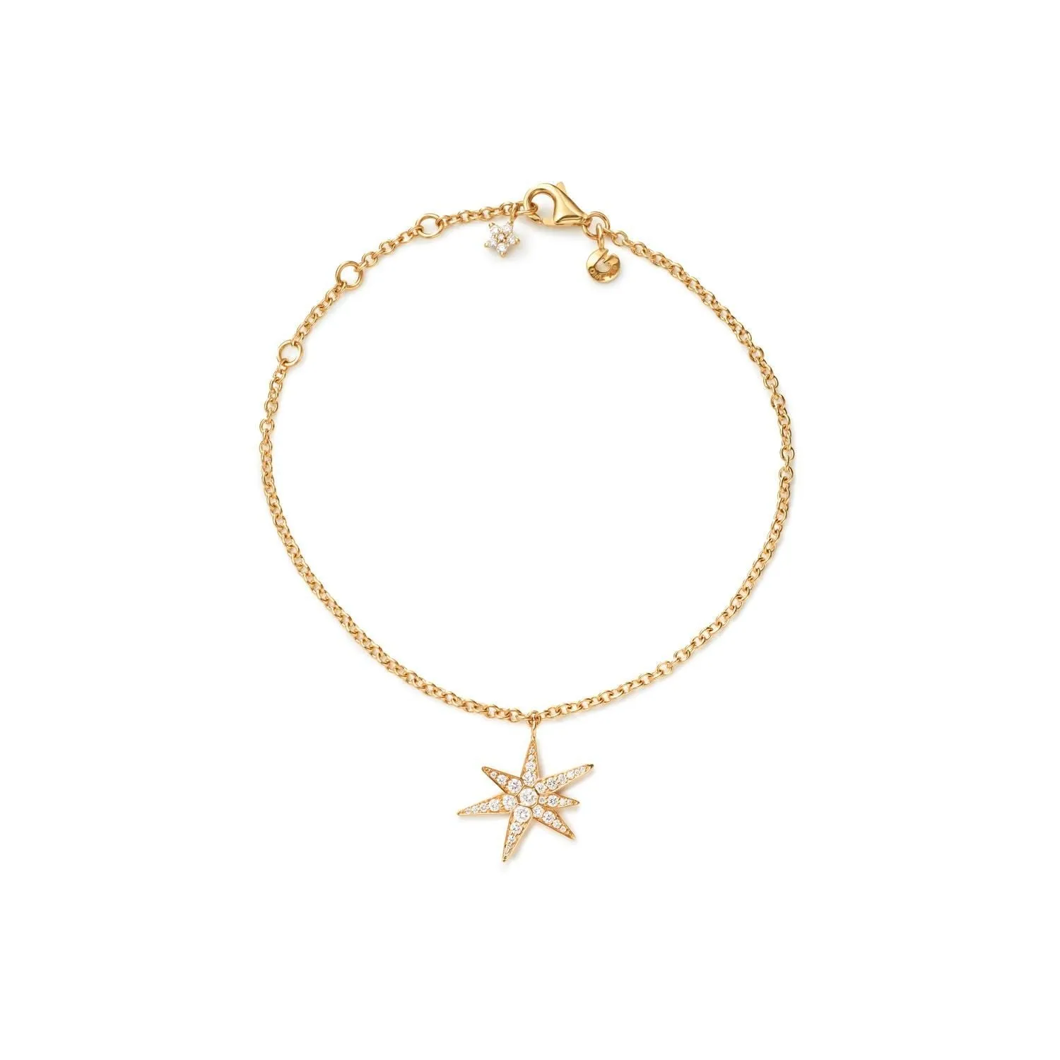 Funky Stars 18K Gold Bracelet w. 0.21ct Diamonds