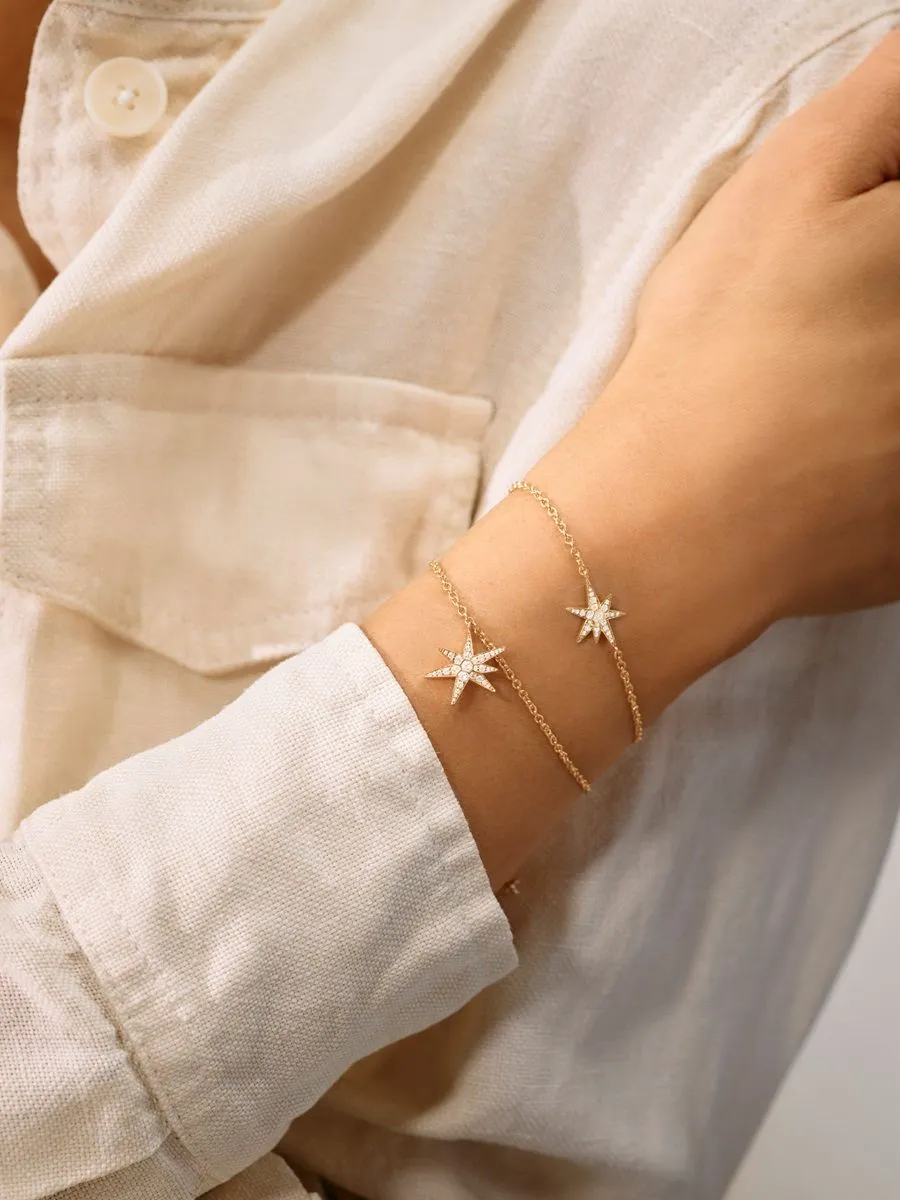 Funky Stars 18K Gold Bracelet w. 0.21ct Diamonds