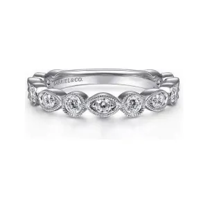 Gabriel 14K White Gold Diamond Geometric Stackable Ring