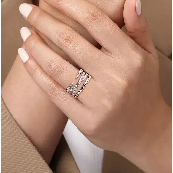 Gabriel 14K White Gold Easy Diamond Stackable Ring