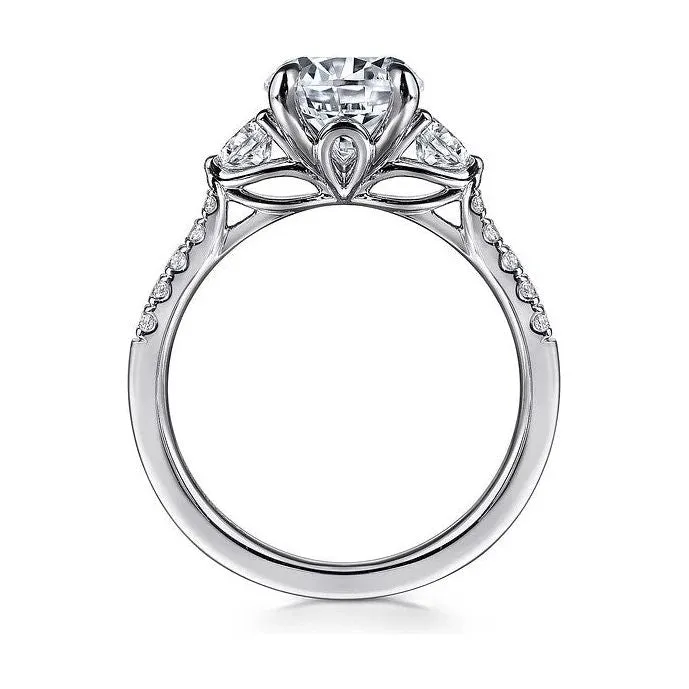 Gabriel 14K White Gold "Moon" Three Stone Diamond Engagement Ring