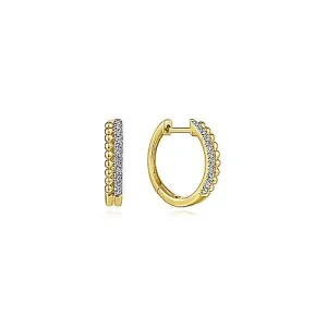 Gabriel 14K Yellow Gold Bujukan Beaded Diamond Huggie Earrings