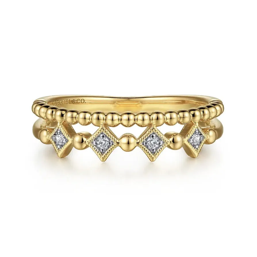 Gabriel 14K Yellow Gold Bujukan Diamond Easy Stackable Ring