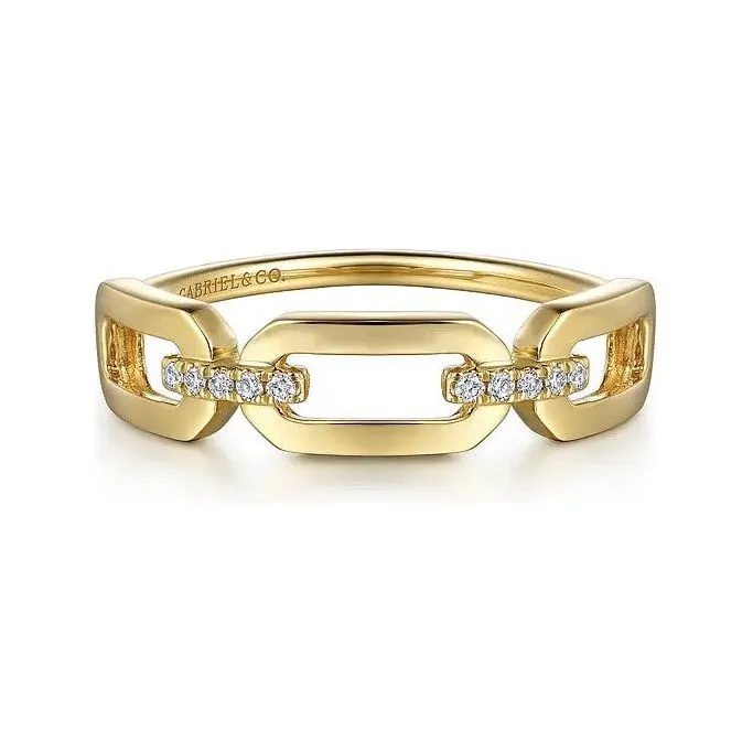 Gabriel 14K Yellow Gold Diamond 3 Link Ring
