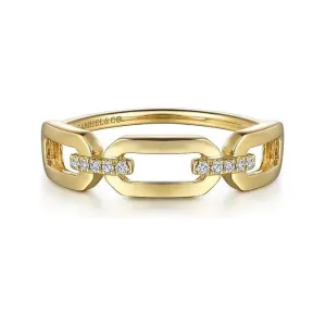 Gabriel 14K Yellow Gold Diamond 3 Link Ring