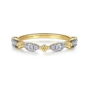 Gabriel 14K Yellow Gold Diamond Marquise Shape Stackable Ring