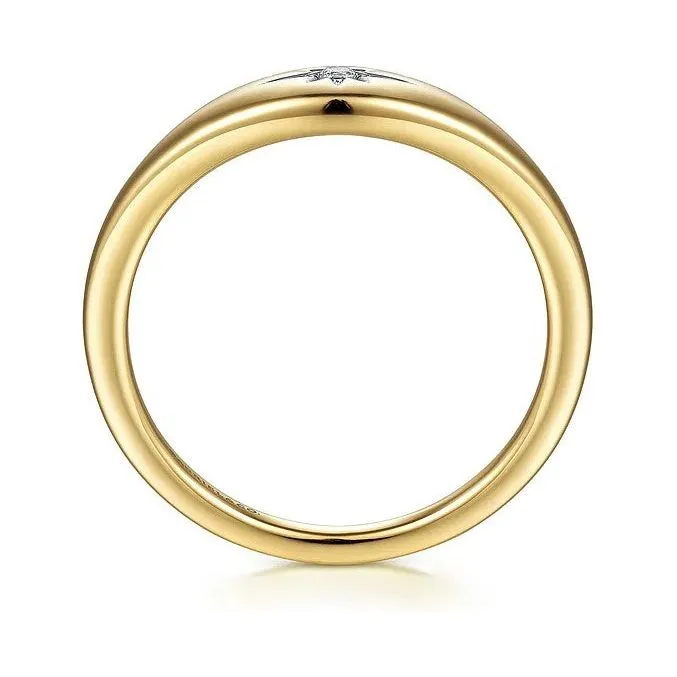 Gabriel 14K Yellow Gold Diamond Starburst Signet Ring
