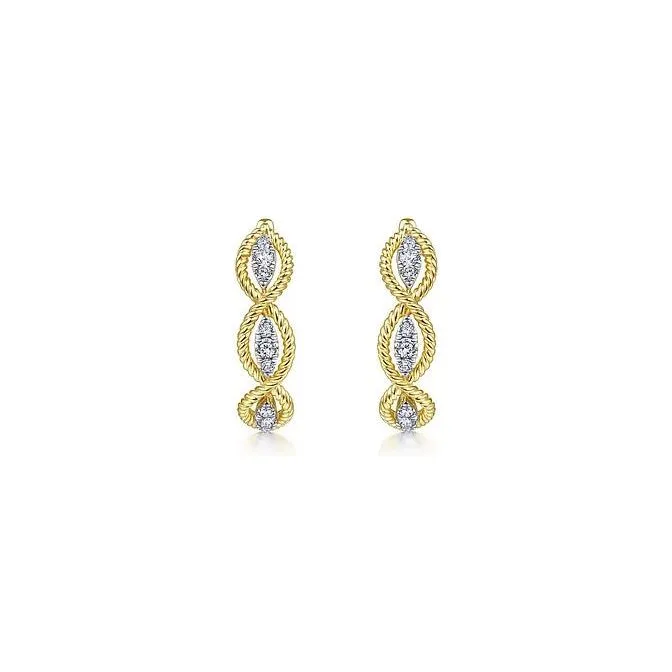 Gabriel 14K Yellow Gold Diamond Twisted Layer Hoops