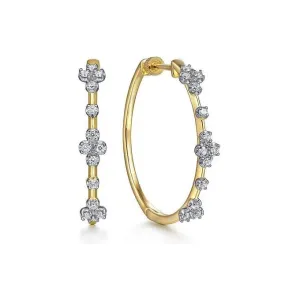 Gabriel 14K Yellow Gold Prong Set Round Classic Diamond Hoop Earrings