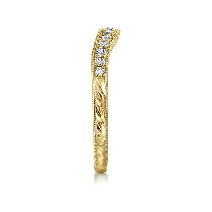 Gabriel 14K Yellow Gold "Provence" Vintage Micro Pave Diamond Contour Band