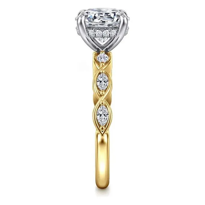 Gabriel " Claudia" 14K White-Yellow Gold Engagement Ring