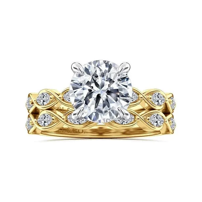 Gabriel " Claudia" 14K White-Yellow Gold Engagement Ring