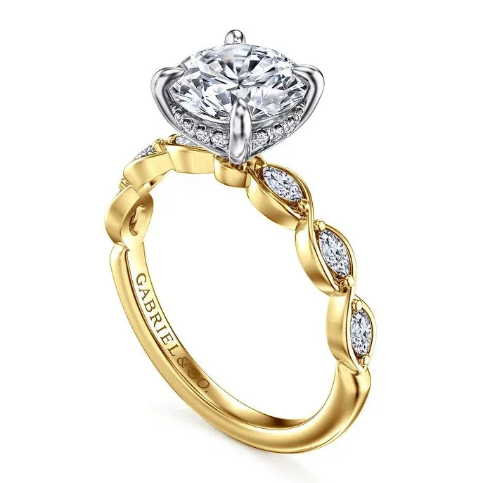 Gabriel " Claudia" 14K White-Yellow Gold Engagement Ring