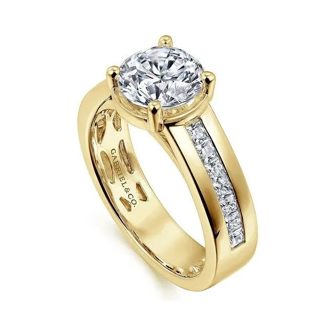 Gabriel " Dennise" 14K Yellow Gold Prong Bezel Diamond Engagement Ring