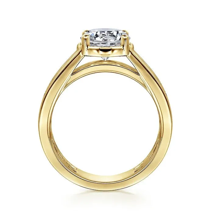 Gabriel " Dennise" 14K Yellow Gold Prong Bezel Diamond Engagement Ring